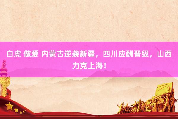 白虎 做爱 内蒙古逆袭新疆，四川应酬晋级，山西力克上海！