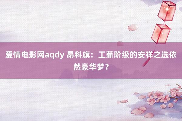 爱情电影网aqdy 昂科旗：工薪阶级的安祥之选依然豪华梦？