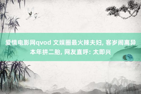 爱情电影网qvod 文娱圈最火辣夫妇， 客岁闹离异本年拼二胎， 网友直呼: 太即兴