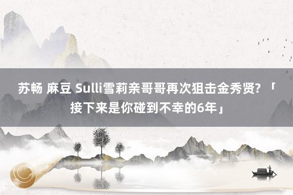 苏畅 麻豆 Sulli雪莉亲哥哥再次狙击金秀贤? 「接下来是你碰到不幸的6年」