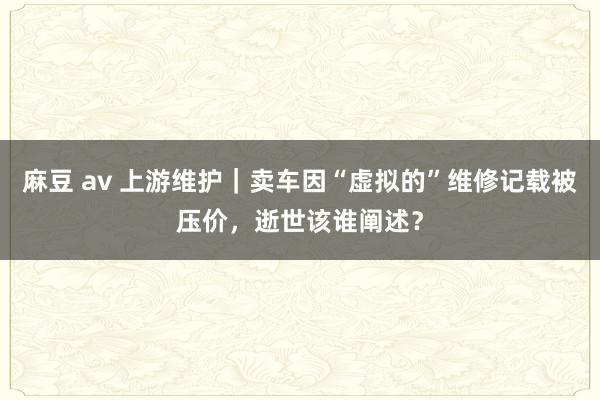 麻豆 av 上游维护｜卖车因“虚拟的”维修记载被压价，逝世该谁阐述？