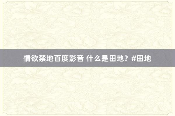 情欲禁地百度影音 什么是田地？#田地