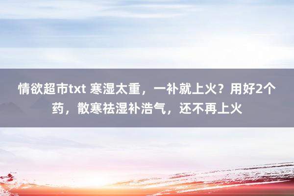 情欲超市txt 寒湿太重，一补就上火？用好2个药，散寒祛湿补浩气，还不再上火