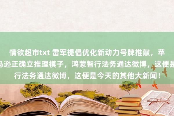 情欲超市txt 雷军提倡优化新动力号牌推敲，苹果发布新iPad，亚马逊正确立推理模子，鸿蒙智行法务通达微博，这便是今天的其他大新闻！