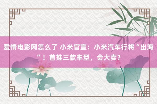 爱情电影网怎么了 小米官宣：小米汽车行将“出海”！首推三款车型，会大卖？